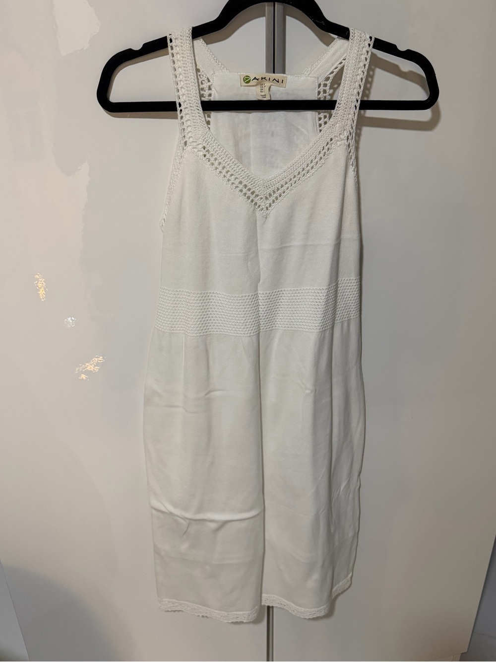 AKINI White Crochet-Trim Tank Dress